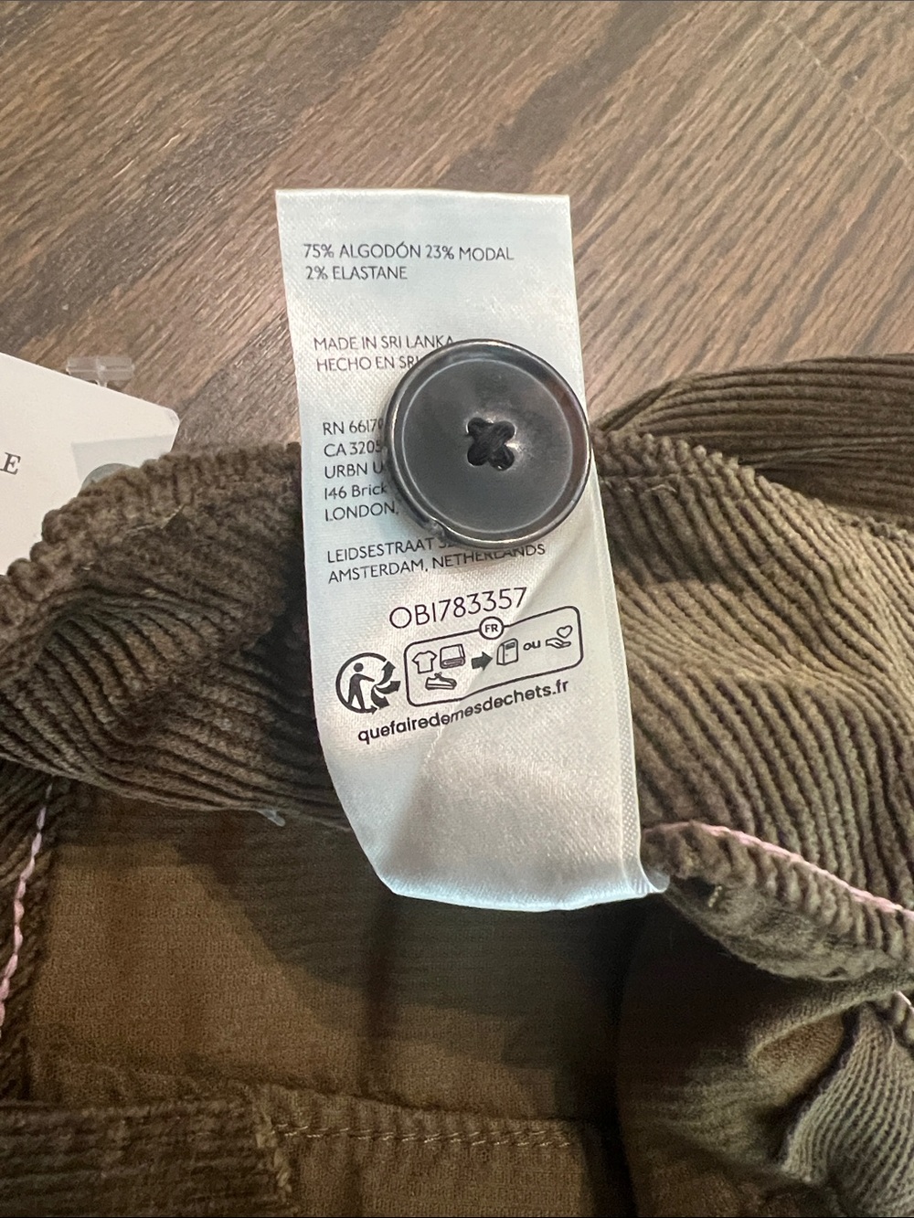 Anthropologie Maeve The Colette Full Length Corduroy Green Pants NWT 28 - Picture 9 of 10